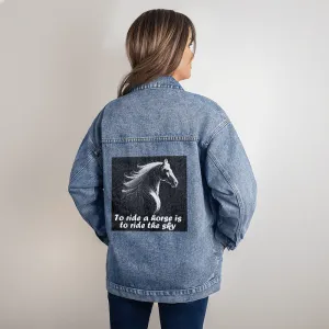 To Ride a Horse is to Ride the Sky Oversized Women's DTG Denim Jacket