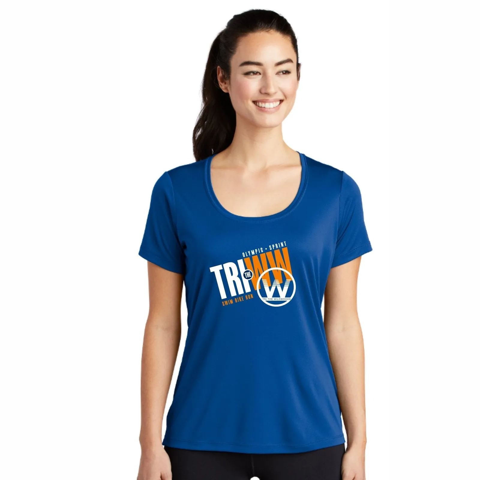 Tri the Wildswoods Women's SS Tech Scoop Tee -True Royal - Course