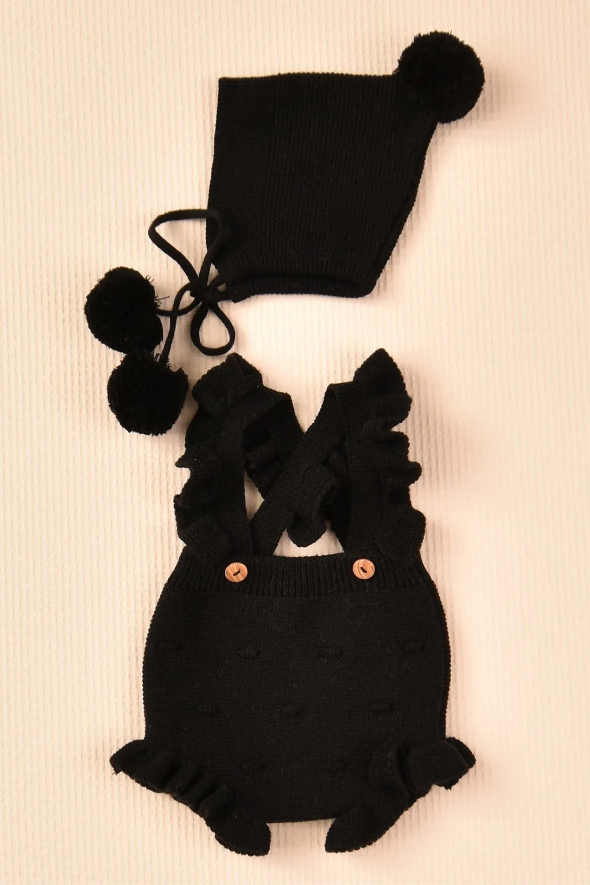Triple Pom Pom Knitted Bonnet