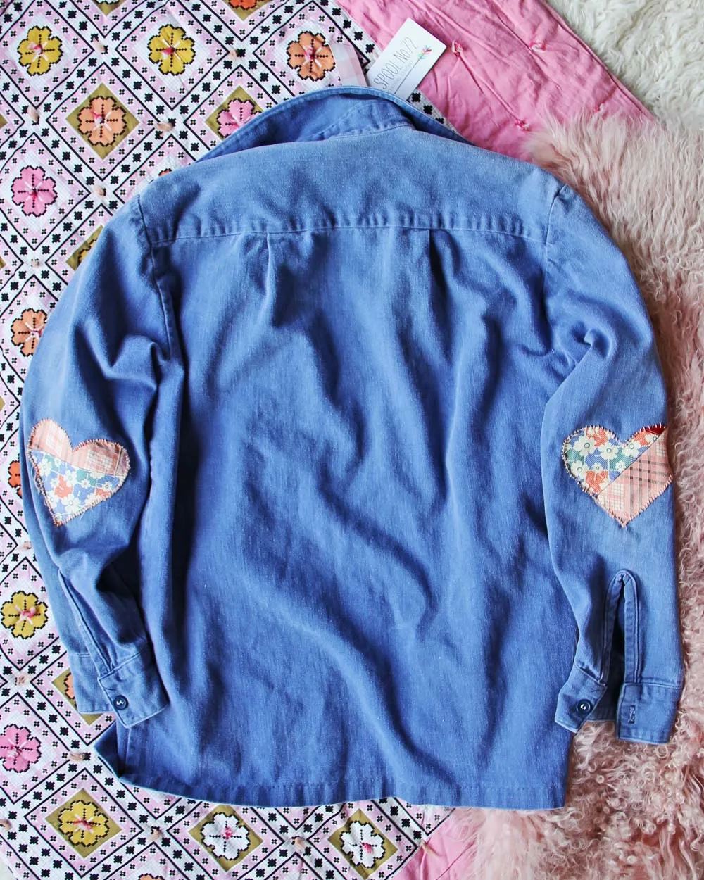 Vintage Quilted Heart Denim Top #4