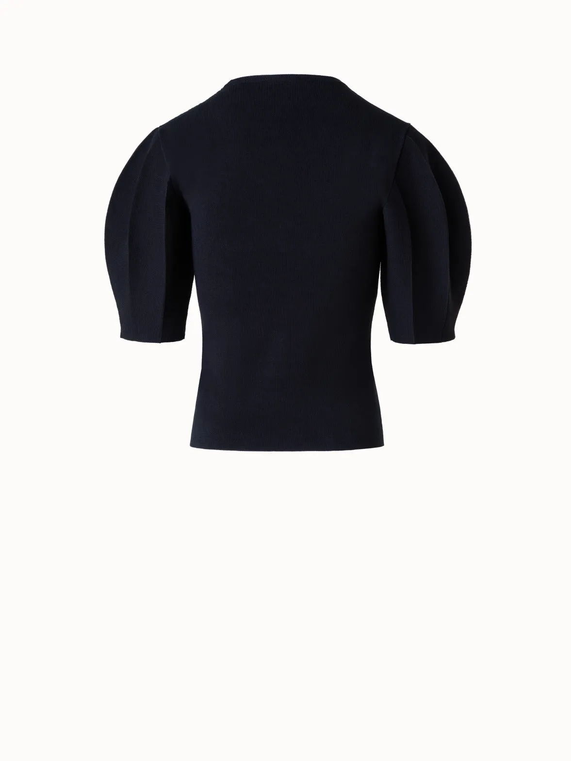 Volume Sleeve Silk Cotton Stretch Pullover