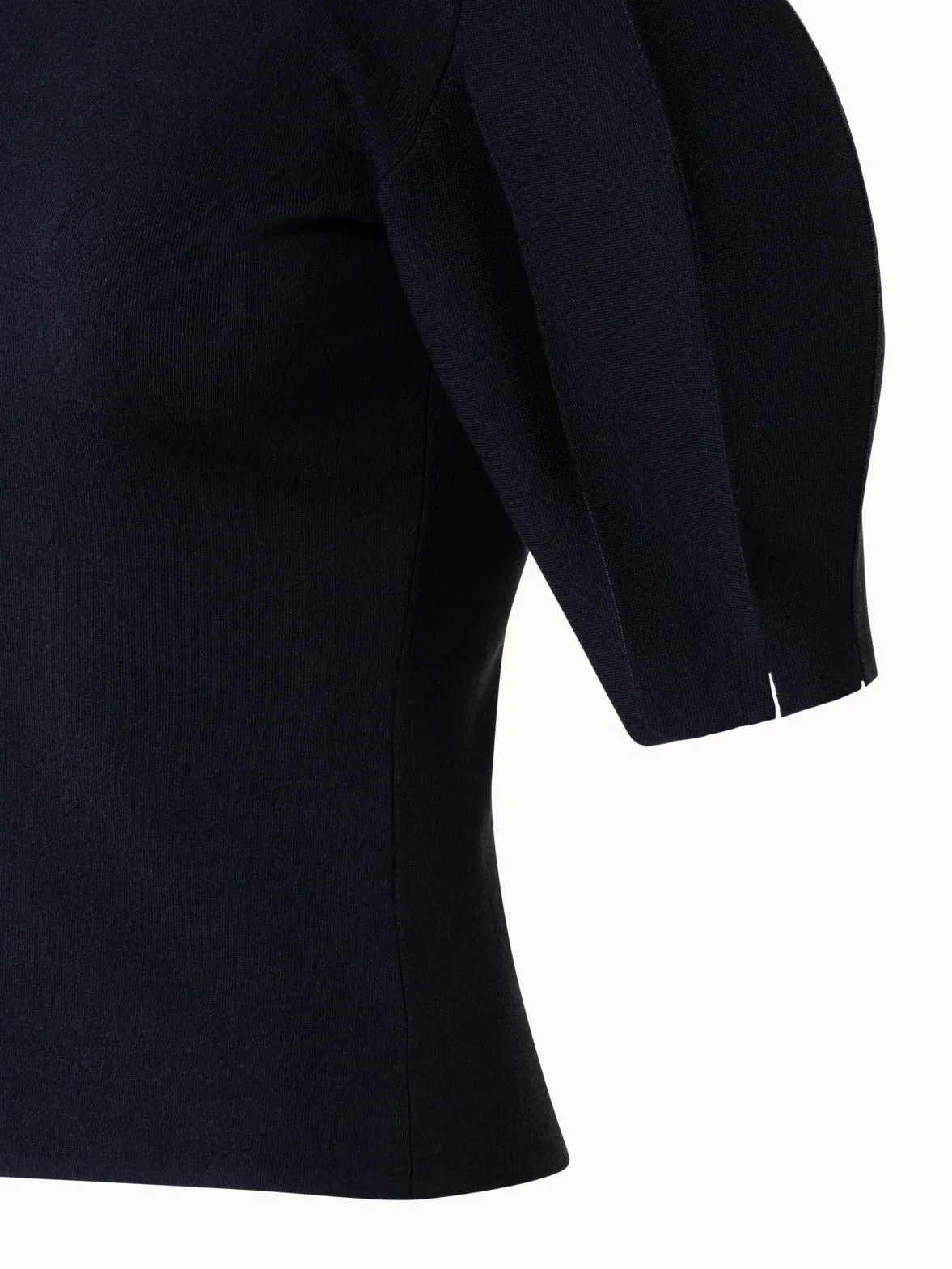 Volume Sleeve Silk Cotton Stretch Pullover