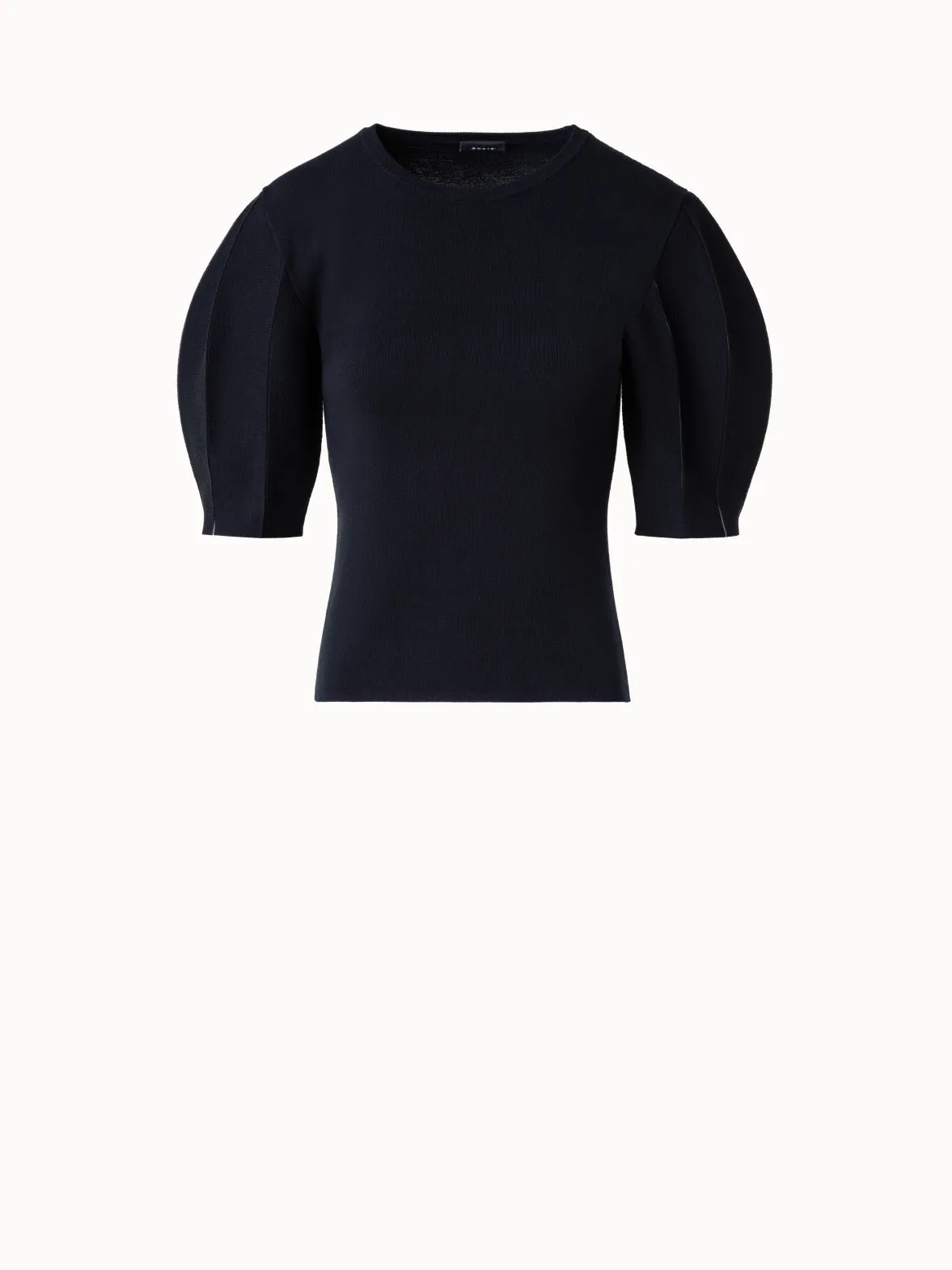 Volume Sleeve Silk Cotton Stretch Pullover