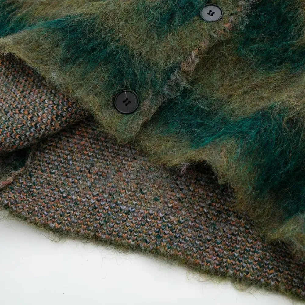 Women's American Scenery Contrast Color Knitted Cardigan