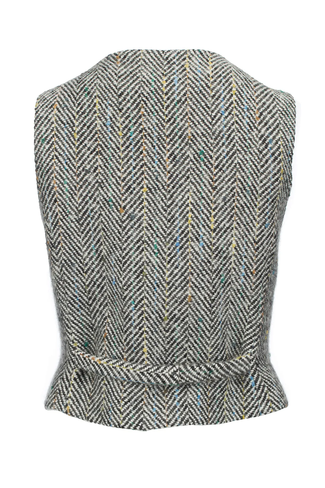 Women's Black & White Herringbone Waistcoat & Vest