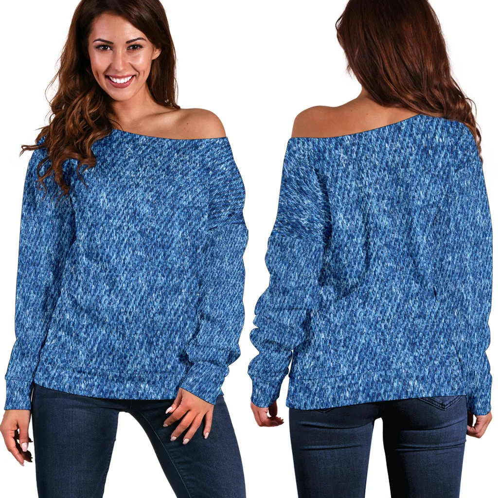 Women's Denim Off Shoulder Sweater