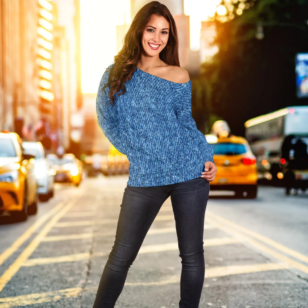 Women's Denim Off Shoulder Sweater
