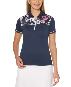 Womens Floral Print Polo