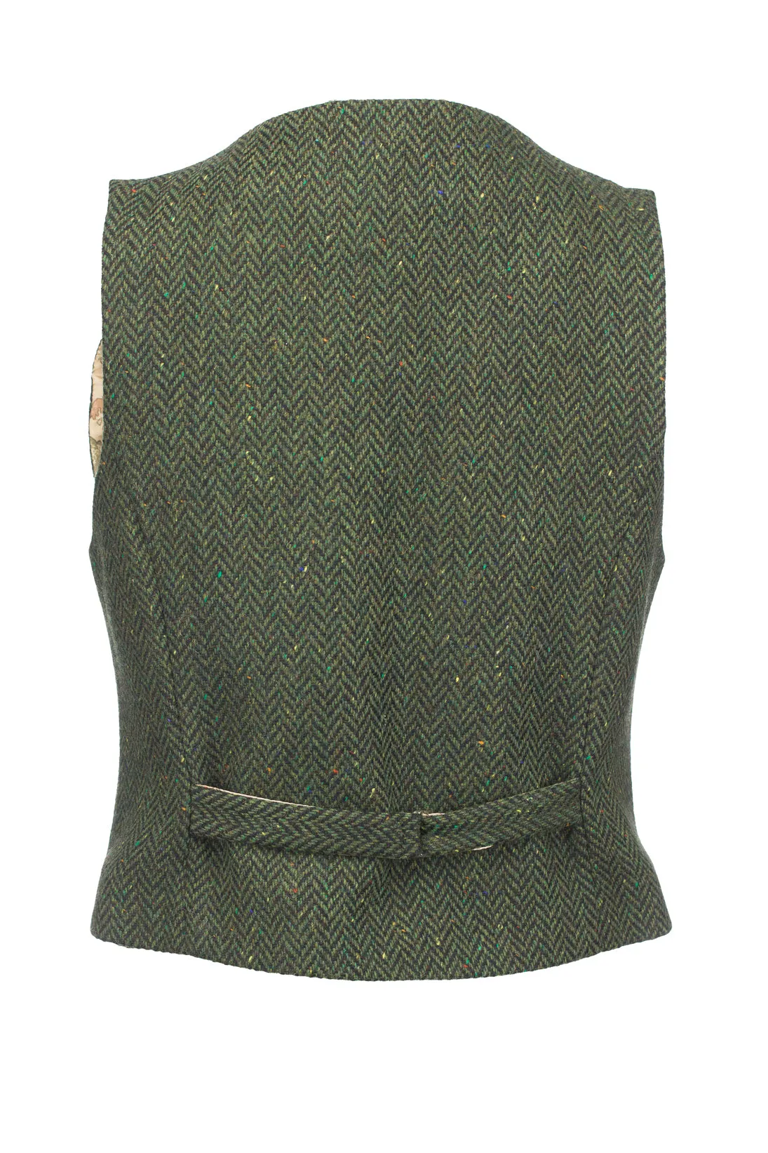 Women's Green Tweed Herringbone Waistcoat