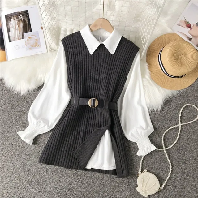 women's lantern sleeve shirt knitted