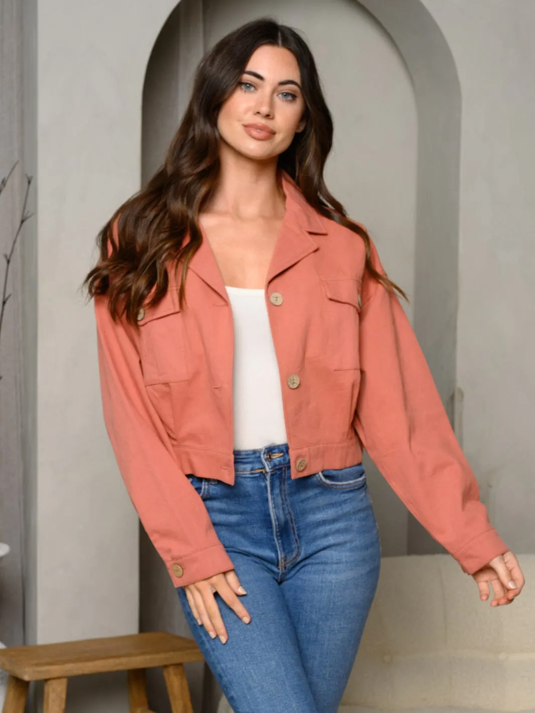 WOMEN'S LONG SLEEVE BUTTON UP DENIM JACKET (Copy)