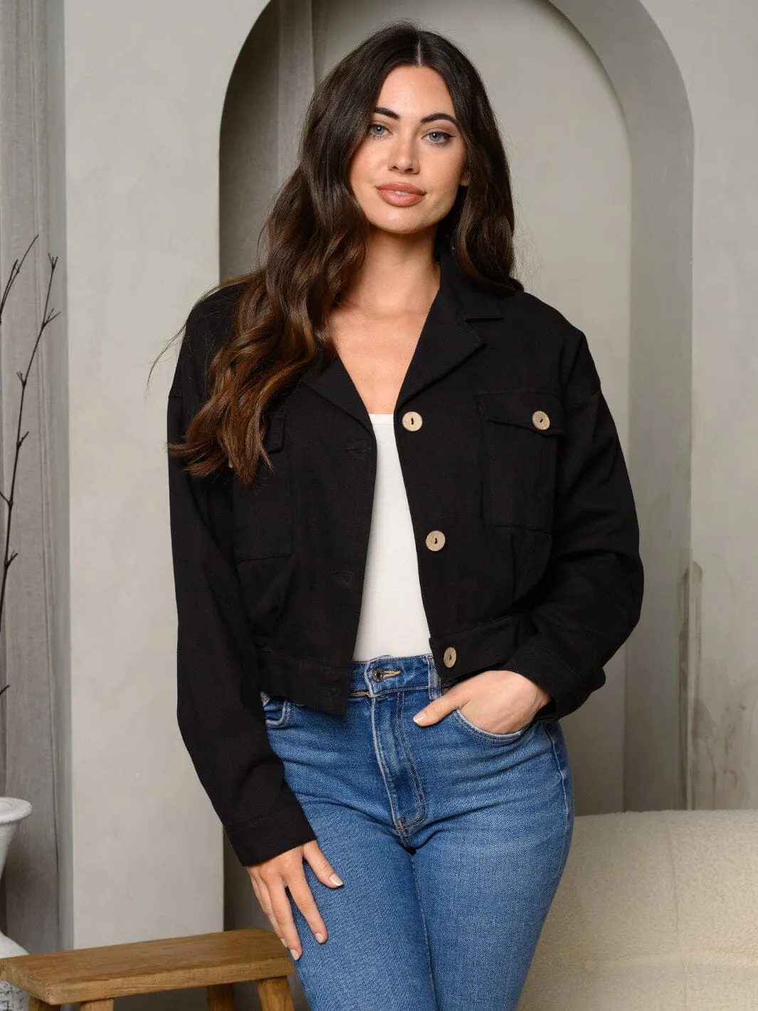 WOMEN'S LONG SLEEVE BUTTON UP DENIM JACKET (Copy)