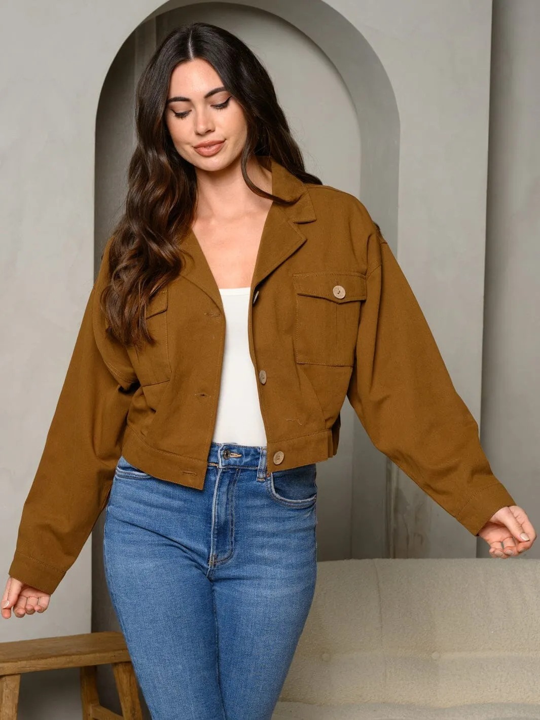 WOMEN'S LONG SLEEVE BUTTON UP DENIM JACKET (Copy)