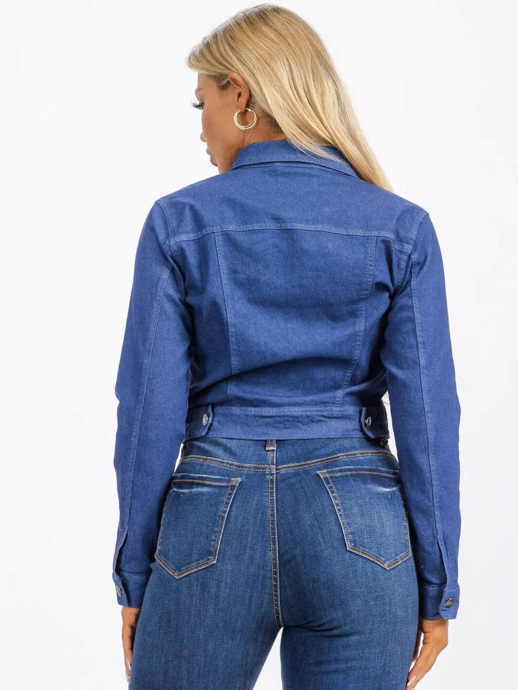 WOMEN'S LONG SLEEVE BUTTON UP FRONT POCKETS CHAMBRAY JACKET
