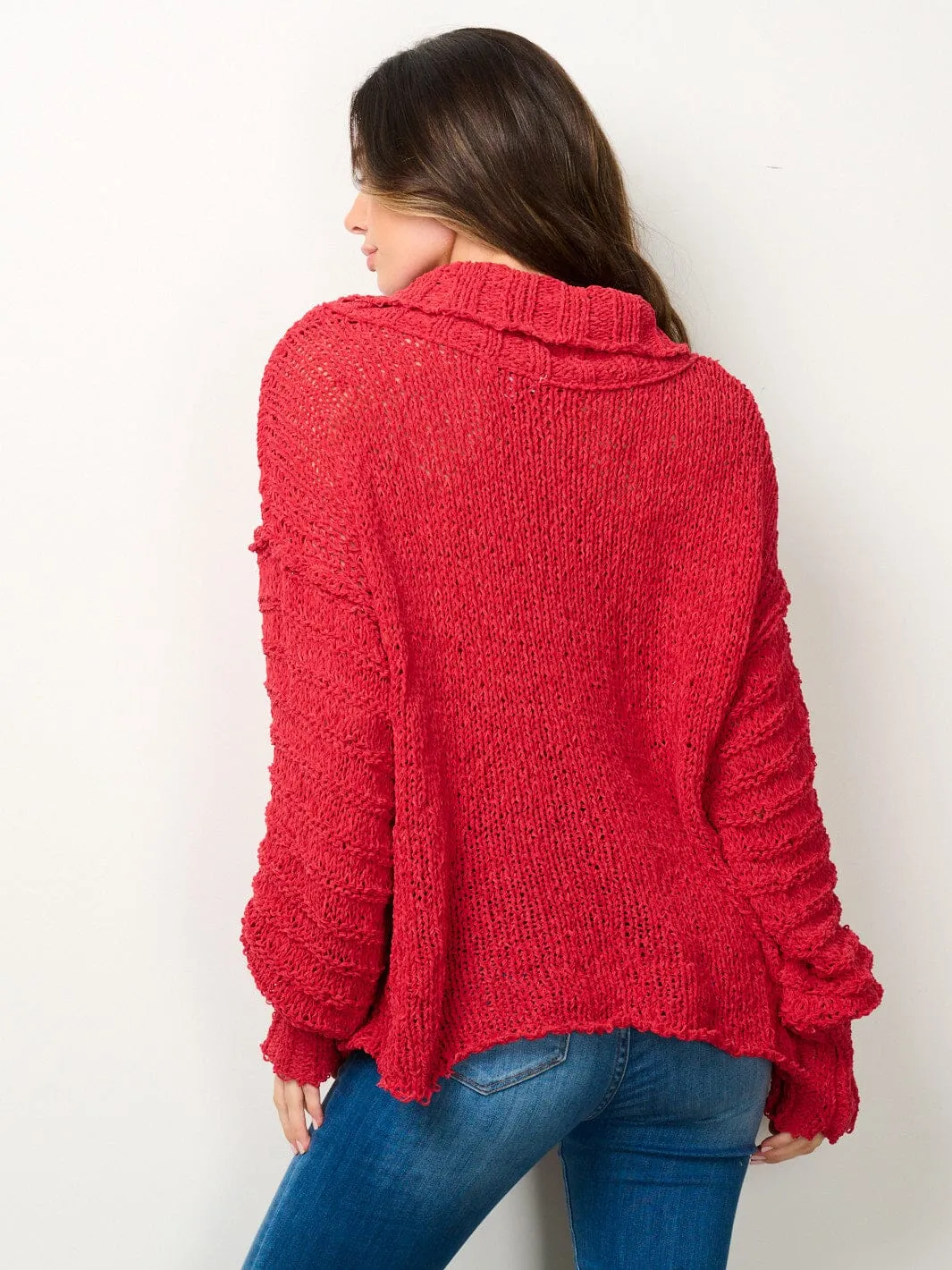 WOMEN'S LONG SLEEVE TURTLE NECK KNITTED SWEATER