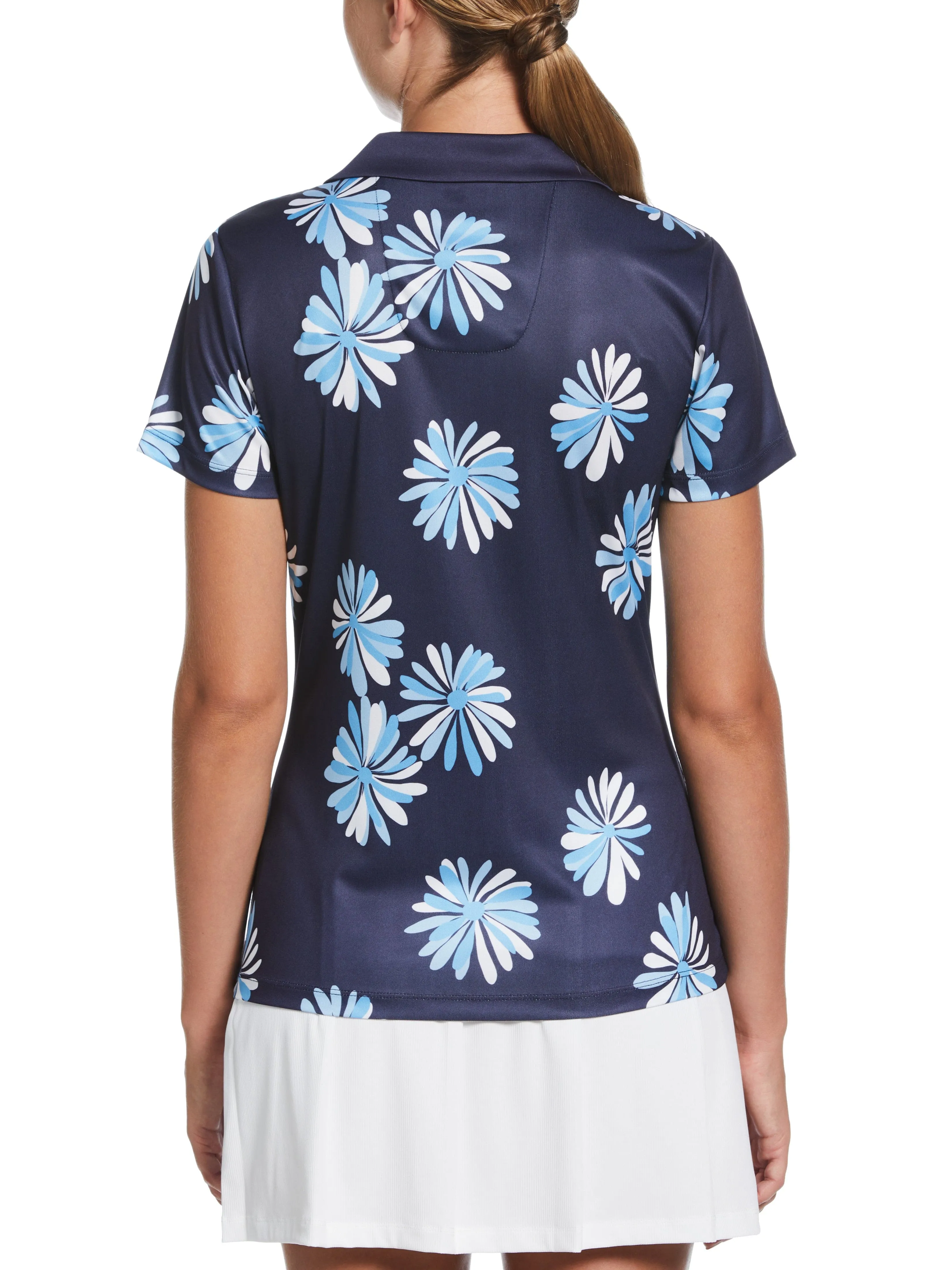 Women's Open Floral Short Sleeve V-Neck Polo
