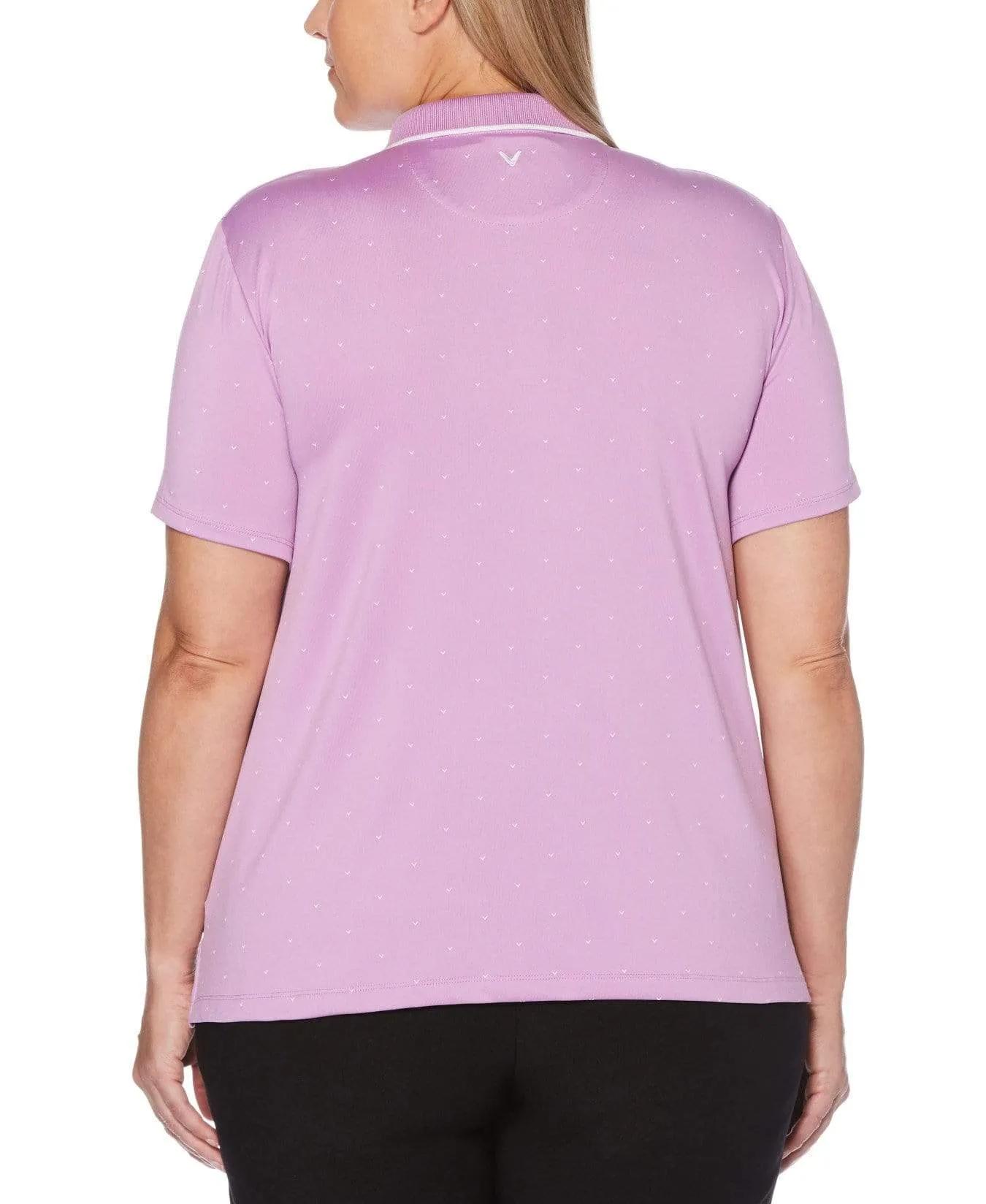 Womens Plus Allover Chevron Printed Polka Dot Polo