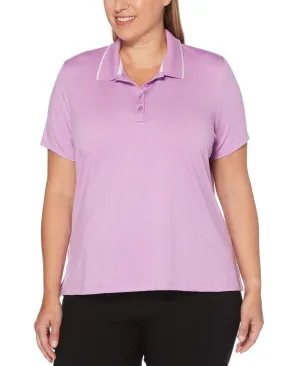 Womens Plus Allover Chevron Printed Polka Dot Polo