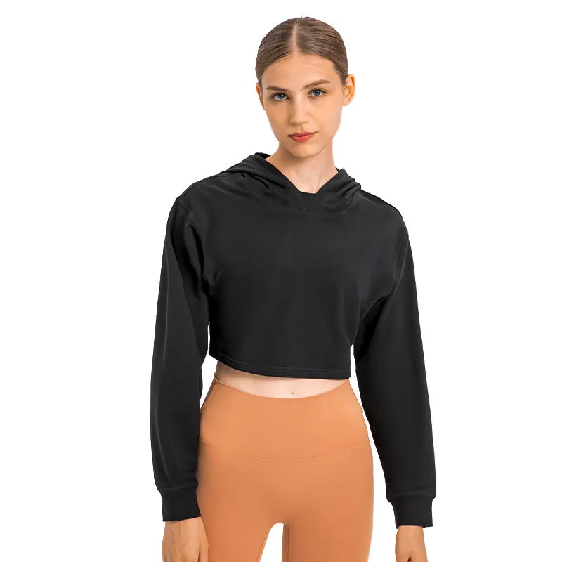 Women's Short Waist Fitness Sports Sweatshirt