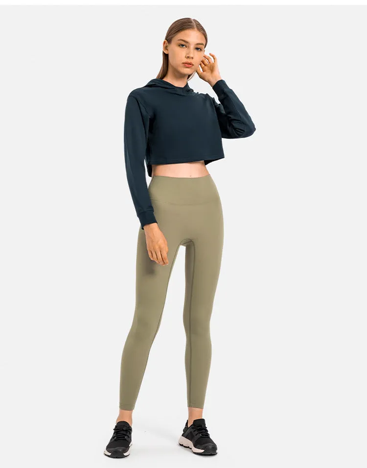 Women's Short Waist Fitness Sports Sweatshirt