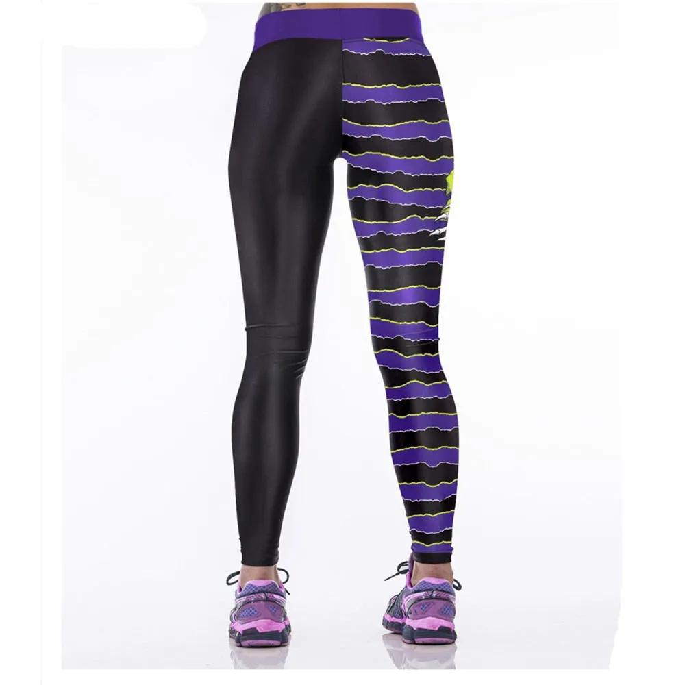 Women's Skull Leggins in puple & lime green