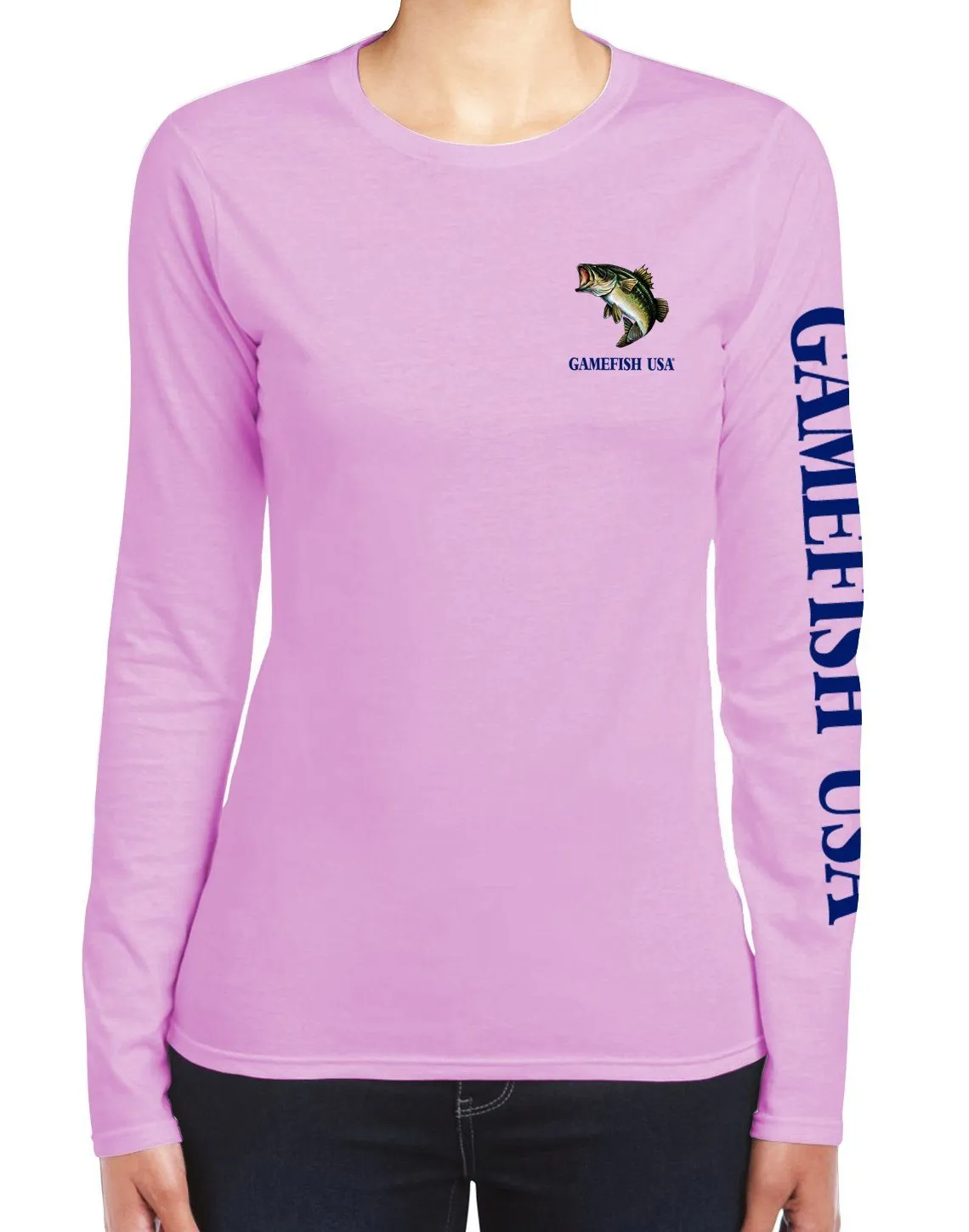 Women's UPF 50 Lightweight Microfiber Moisture Wicking Performance Fishing Shirt Bass