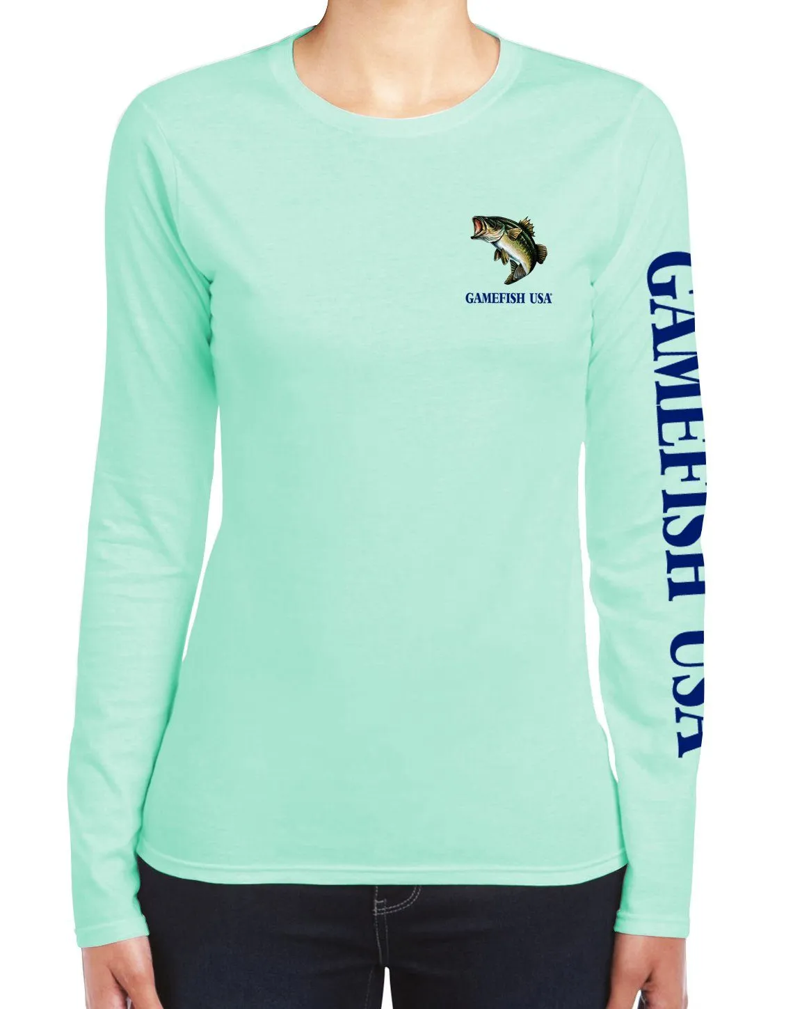 Women's UPF 50 Lightweight Microfiber Moisture Wicking Performance Fishing Shirt Bass