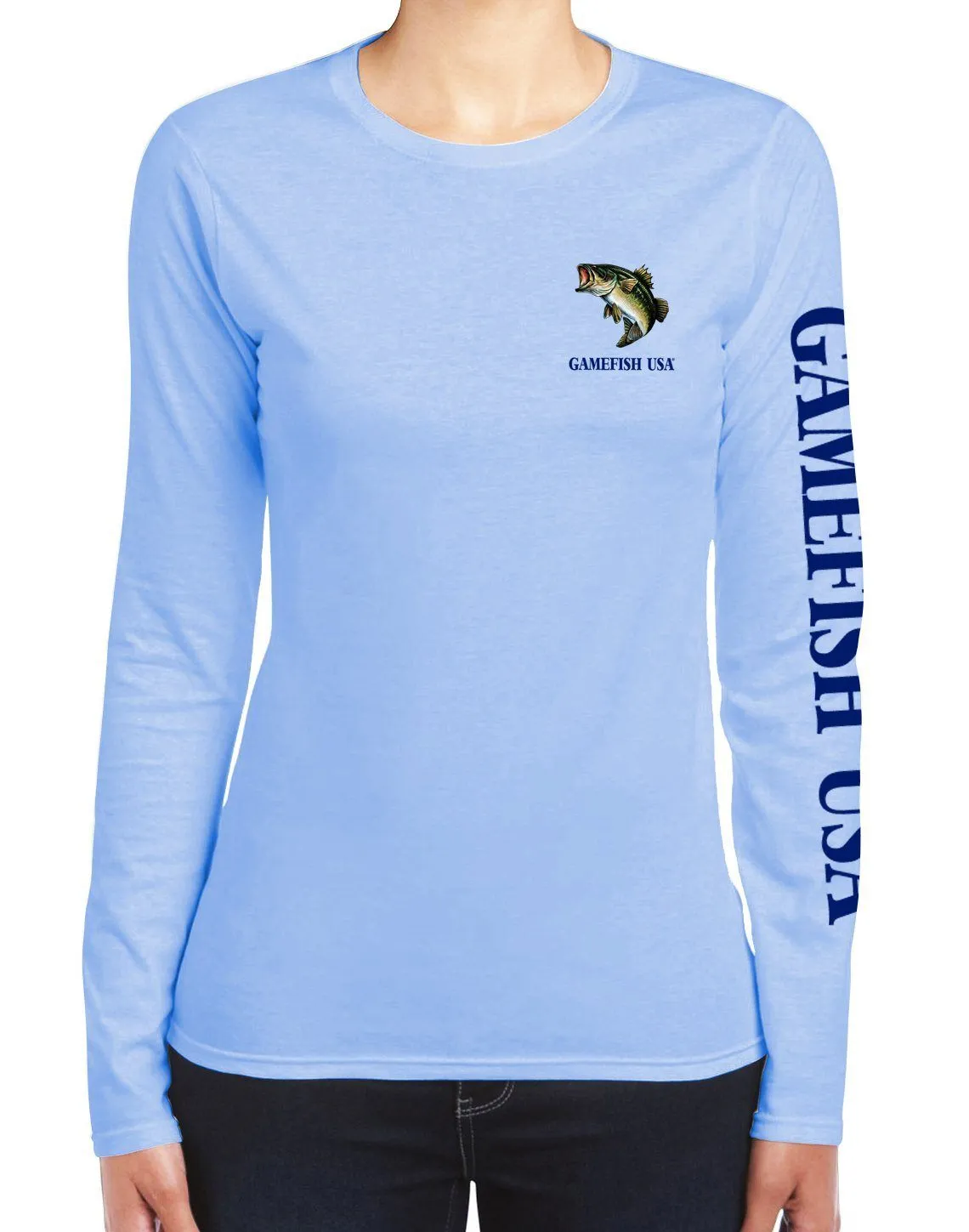 Women's UPF 50 Lightweight Microfiber Moisture Wicking Performance Fishing Shirt Bass
