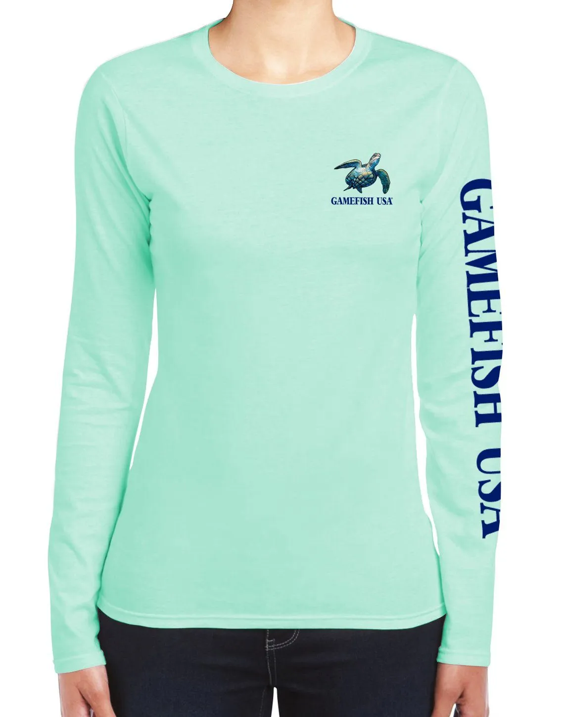 Women's UPF 50 Lightweight Microfiber Moisture Wicking Performance Fishing Shirt Turtles