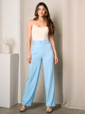 WOMEN'S WIDE LEG PLEATED BUTTON CLOSURE PANTS