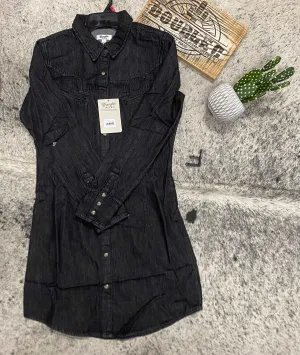 Women's Wrangler Denim Cowboy Snap Shirt in Black