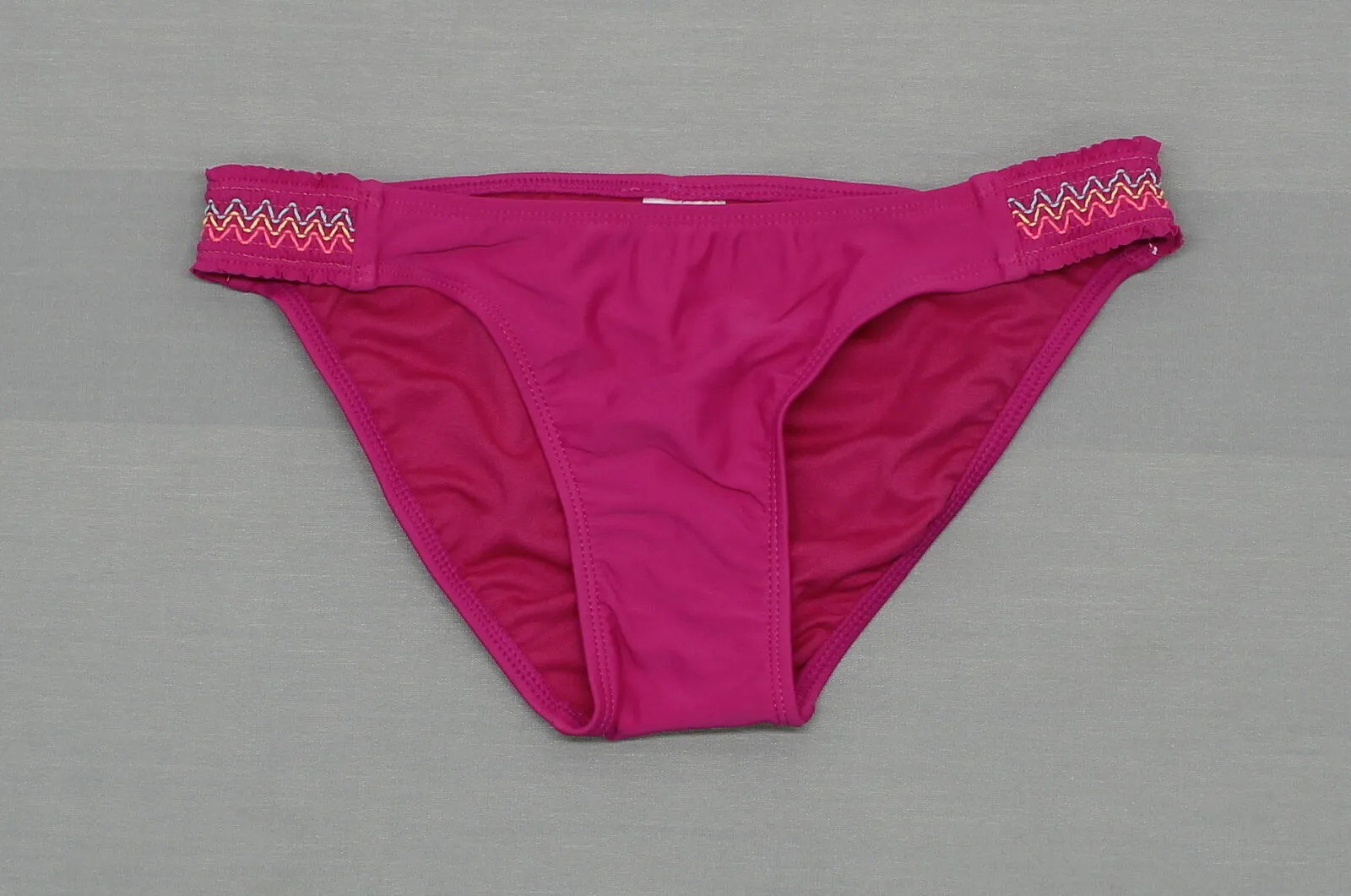 Xhilaration Women's Embroidered Side Tab Bikini Swim Bottom Magenta Small