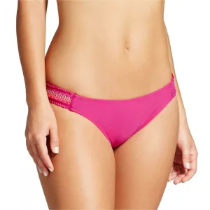 Xhilaration Women's Embroidered Side Tab Bikini Swim Bottom Magenta Small