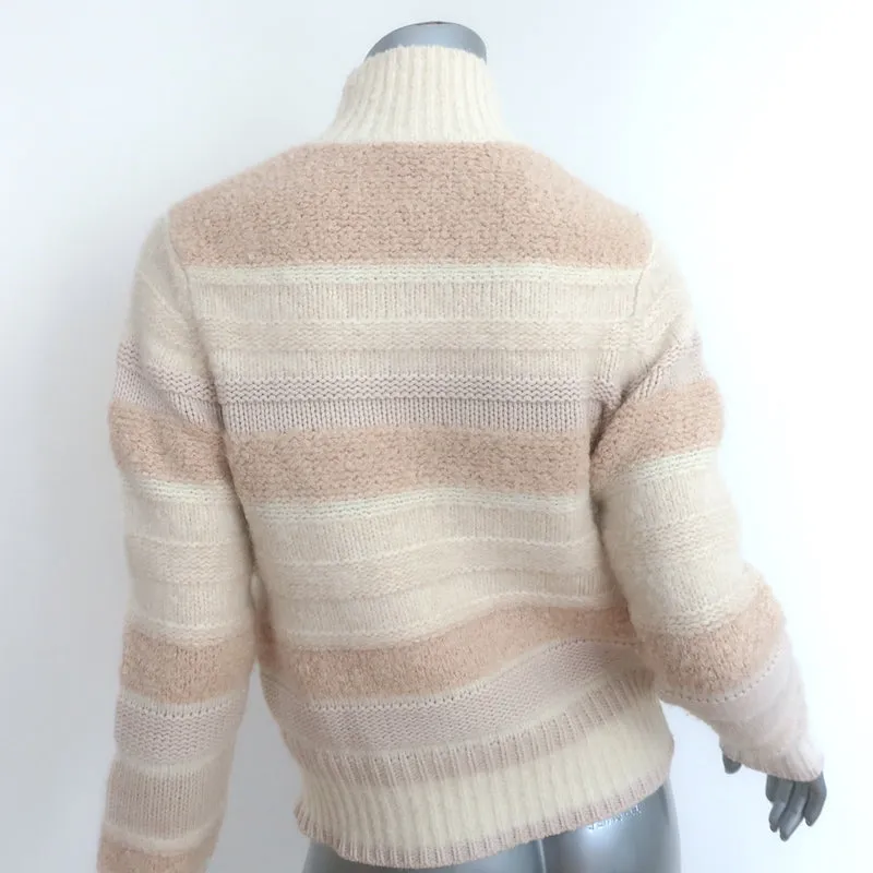 Zimmermann Lyrical Stripe Turtleneck Sweater Cream/Pink Alpaca-Blend Size 2