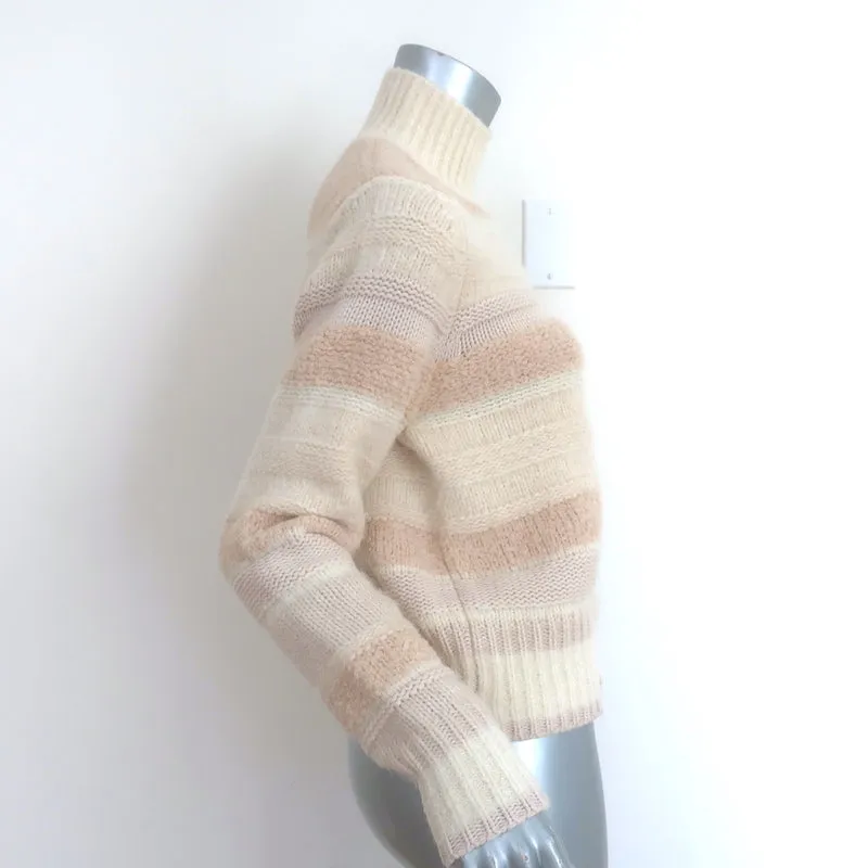 Zimmermann Lyrical Stripe Turtleneck Sweater Cream/Pink Alpaca-Blend Size 2