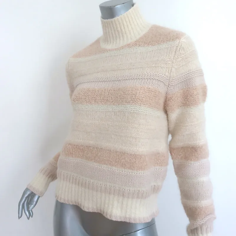 Zimmermann Lyrical Stripe Turtleneck Sweater Cream/Pink Alpaca-Blend Size 2
